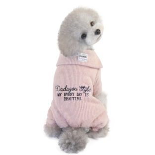 ドッグウェア　フレンチ風リブニット　ピンク　犬服