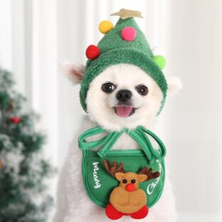 ドッグウェア　クリスマス用セットアップ　ツリー帽子＆トナカイスタイ　犬服